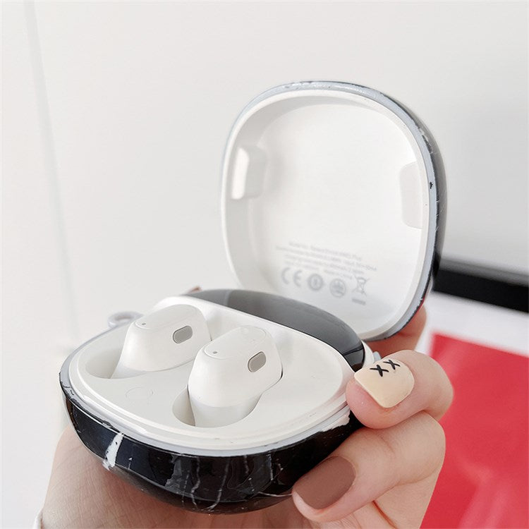 For Baseus WM01 Plus Marble Pattern Bluetooth Earphone PC Anti-drop Case Protective Cover - Black