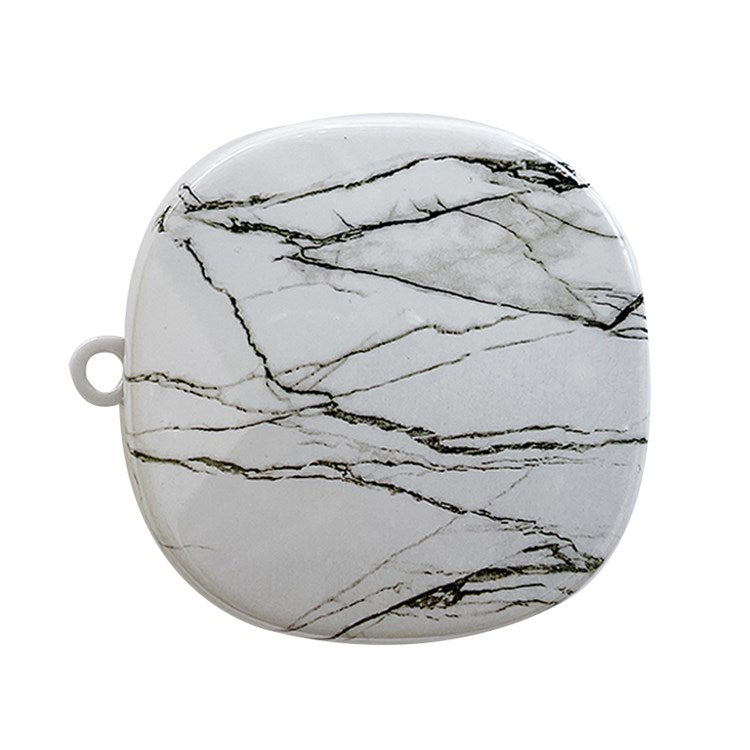 For Baseus WM01 Plus Marble Pattern Bluetooth Earphone PC Anti-drop Case Protective Cover - White