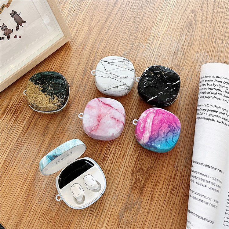 For Baseus WM01 Plus Marble Pattern Bluetooth Earphone PC Anti-drop Case Protective Cover - White