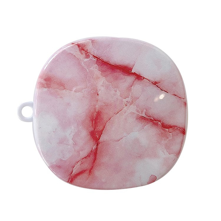 For Baseus WM01 Plus Marble Pattern Bluetooth Earphone PC Anti-drop Case Protective Cover - Pink/White