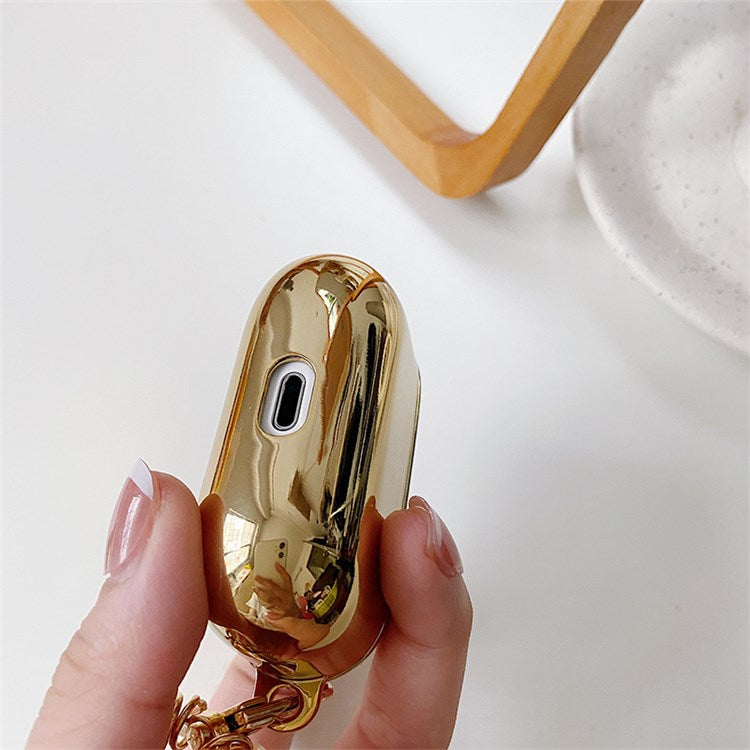 For Apple AirPods with Charging Case (2016)/(2019)/AirPods with Wireless Charging Case (2019) Soft TPU Electroplating Earbuds Protective Case with Pendant - Gold/Heart Pendant