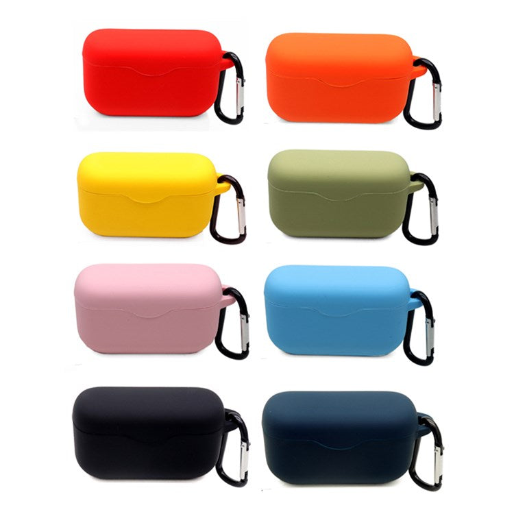 For Sony WF-H800 TWS Bluetooth Earphone Silicone Drop-proof Cover Case with Hanging Buckle - Orange