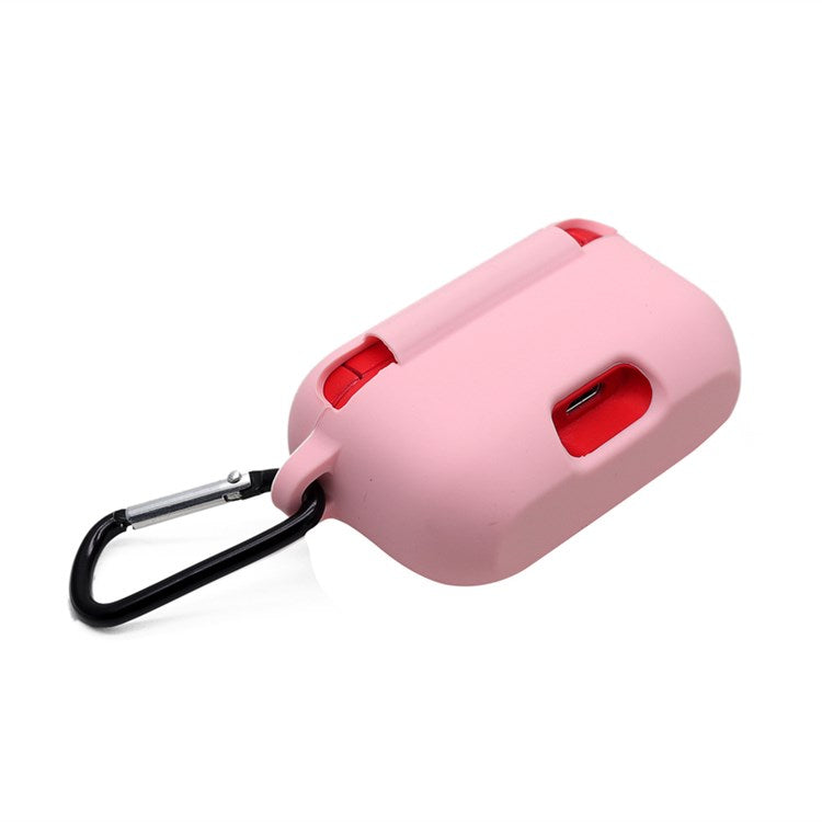 For Sony WF-H800 TWS Bluetooth Earphone Silicone Drop-proof Cover Case with Hanging Buckle - Pink