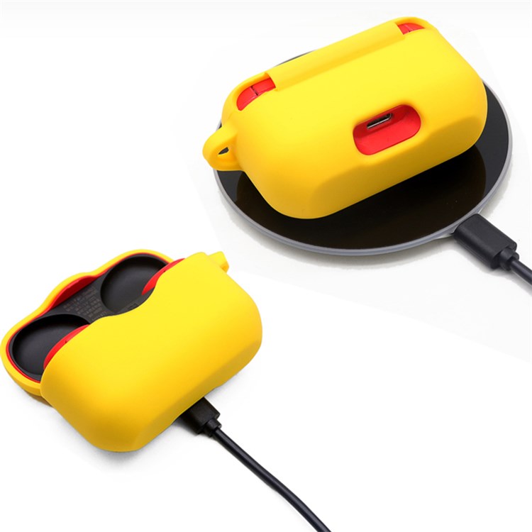 For Sony WF-H800 TWS Bluetooth Earphone Silicone Drop-proof Cover Case with Hanging Buckle - Yellow