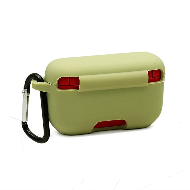 For Sony WF-H800 TWS Bluetooth Earphone Silicone Drop-proof Cover Case with Hanging Buckle - Green