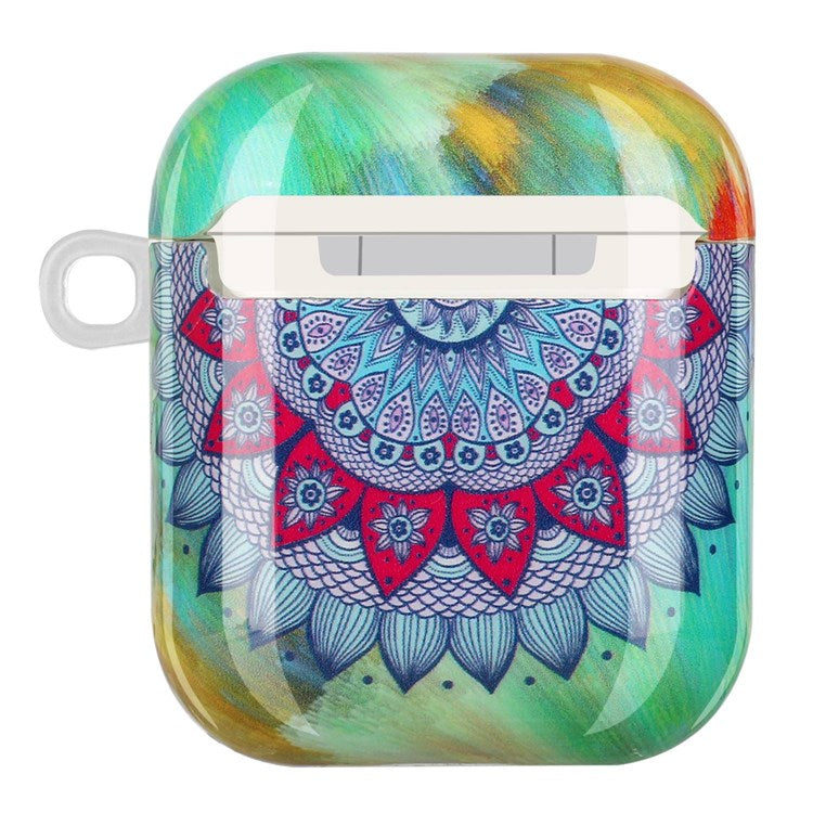 For Apple AirPods with Charging Case (2016)/(2019)/AirPods with Wireless Charging Case (2019) IMD Pattern Printing Earphone Case Soft TPU Protective Cover with Hook - Mandala Flower