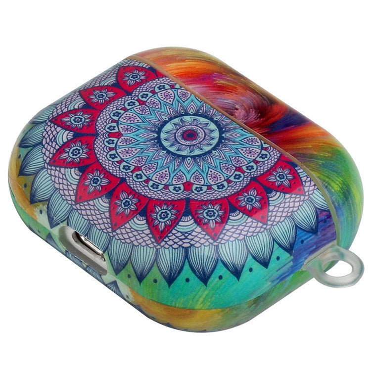 For Apple AirPods 3 Earphone Protective Case IMD Pattern Printing Charging Box TPU Protective Cover with Lanyard - Mandala Flower