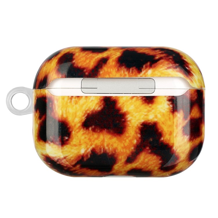 For Apple AirPods Pro Pattern Printing IMD TPU Earphone Case Anti-drop Charging Box Shell Protector with Lanyard - Yellow Leopard