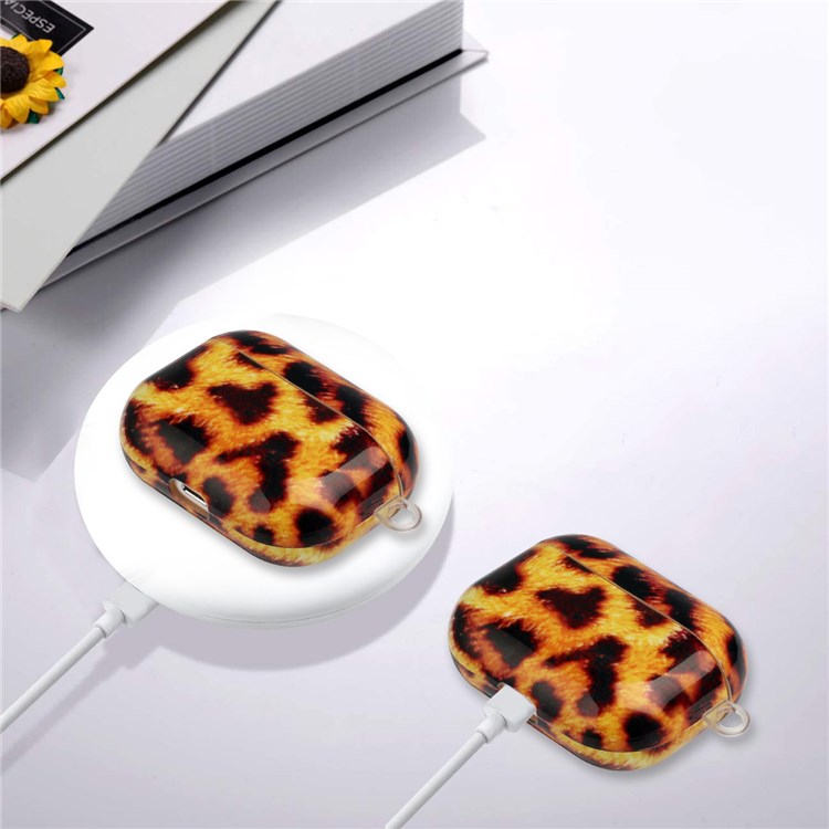 For Apple AirPods Pro Pattern Printing IMD TPU Earphone Case Anti-drop Charging Box Shell Protector with Lanyard - Yellow Leopard