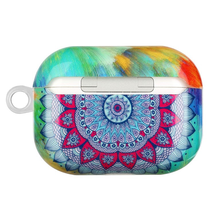 For Apple AirPods Pro Pattern Printing IMD TPU Earphone Case Anti-drop Charging Box Shell Protector with Lanyard - Mandala Flower