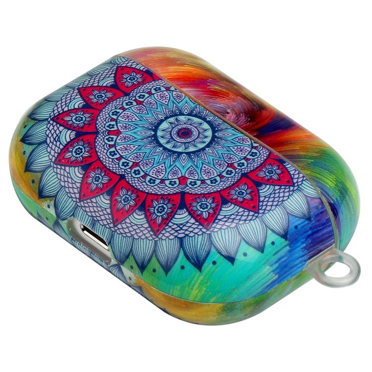 For Apple AirPods Pro Pattern Printing IMD TPU Earphone Case Anti-drop Charging Box Shell Protector with Lanyard - Mandala Flower