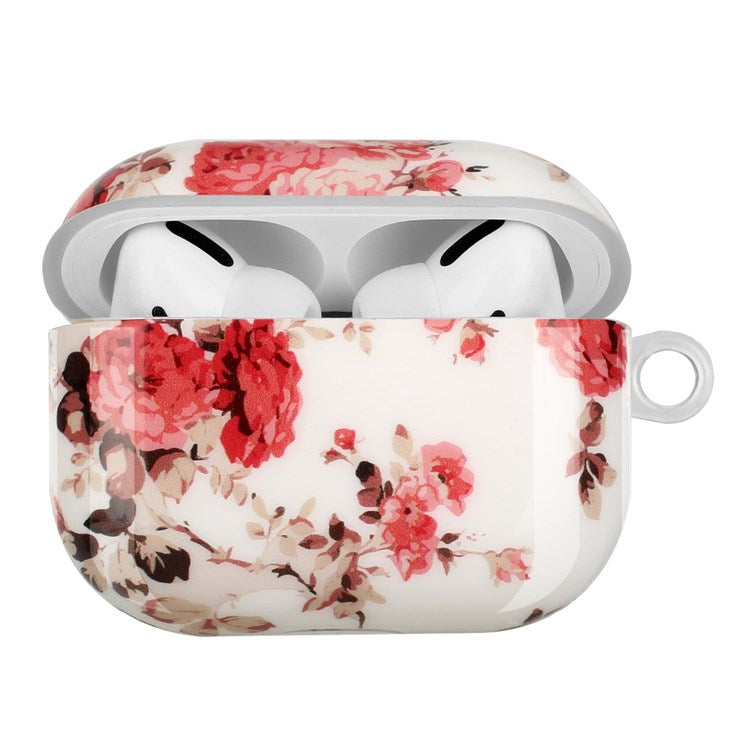 For Apple AirPods Pro Pattern Printing IMD TPU Earphone Case Anti-drop Charging Box Shell Protector with Lanyard - Flower