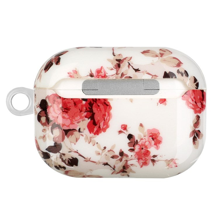 For Apple AirPods Pro Pattern Printing IMD TPU Earphone Case Anti-drop Charging Box Shell Protector with Lanyard - Flower