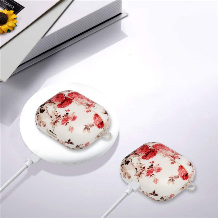 For Apple AirPods Pro Pattern Printing IMD TPU Earphone Case Anti-drop Charging Box Shell Protector with Lanyard - Flower