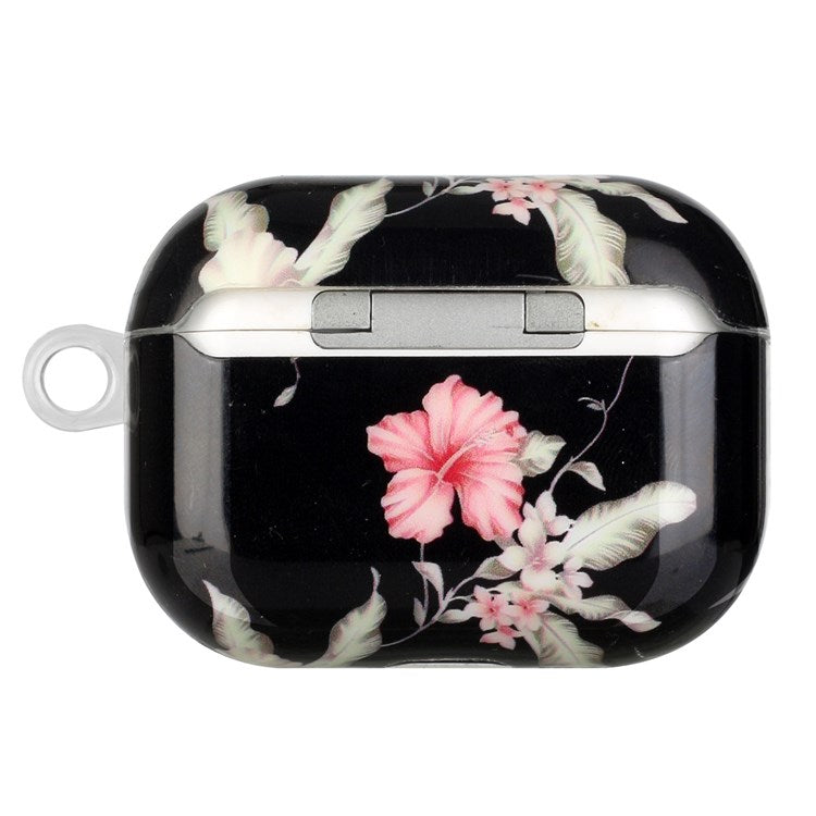 For Apple AirPods Pro Pattern Printing IMD TPU Earphone Case Anti-drop Charging Box Shell Protector with Lanyard - Rhododendron