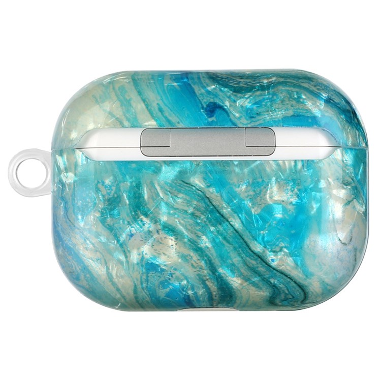 For Apple AirPods Pro Pattern Printing IMD Shell Grain TPU Earphone Case Anti-fall Charging Box Protector with Lanyard - Luxurious Marble