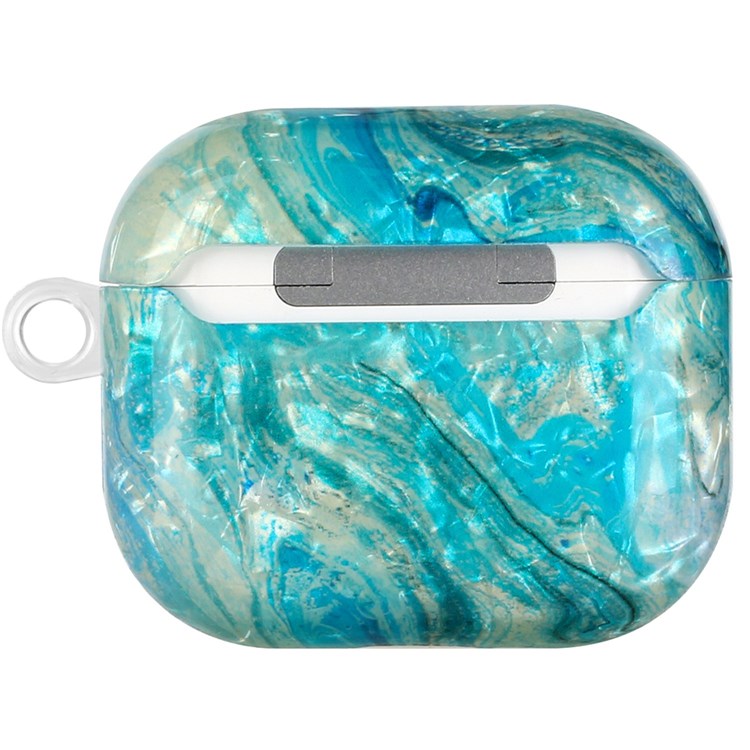 For Apple AirPods 3 Shell Grain Pattern Printing IMD TPU Earphone Case Anti-scratch Charging Box Protector with Lanyard - Luxurious Marble