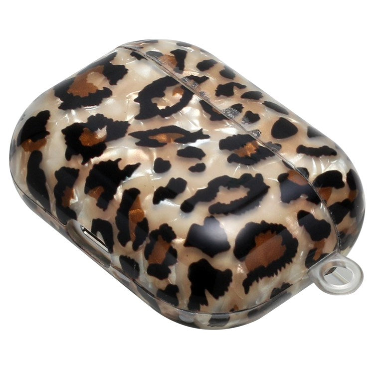 Full Protection Earphone Case for Apple AirPods Pro, Pattern Printed IMD TPU Cover Shell Grain Earbud Protector with Hook - Leopard