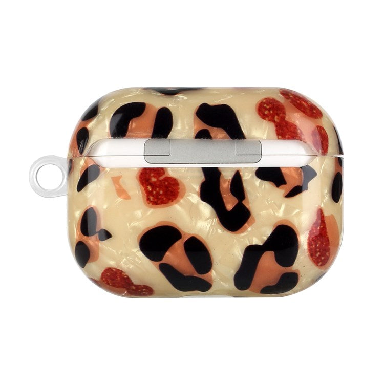 Full Protection Earphone Case for Apple AirPods Pro, Pattern Printed IMD TPU Cover Shell Grain Earbud Protector with Hook - Yellow Leopard