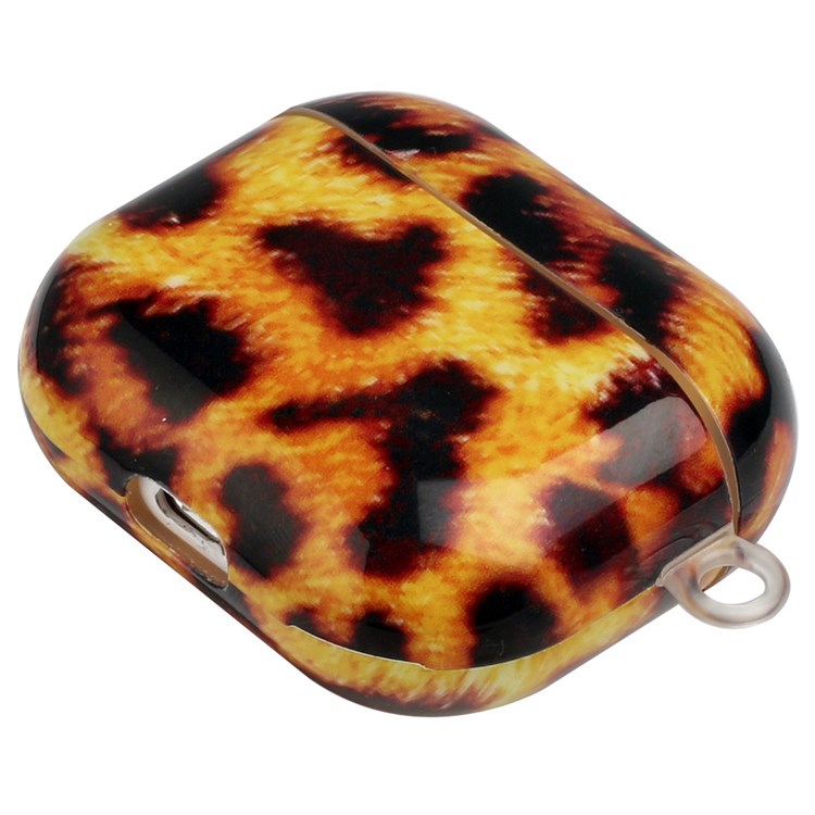 Protective Earphone Case for Apple AirPods 3, Pattern Printed IMD TPU Cover Earbud Protector with Hook - Yellow Leopard