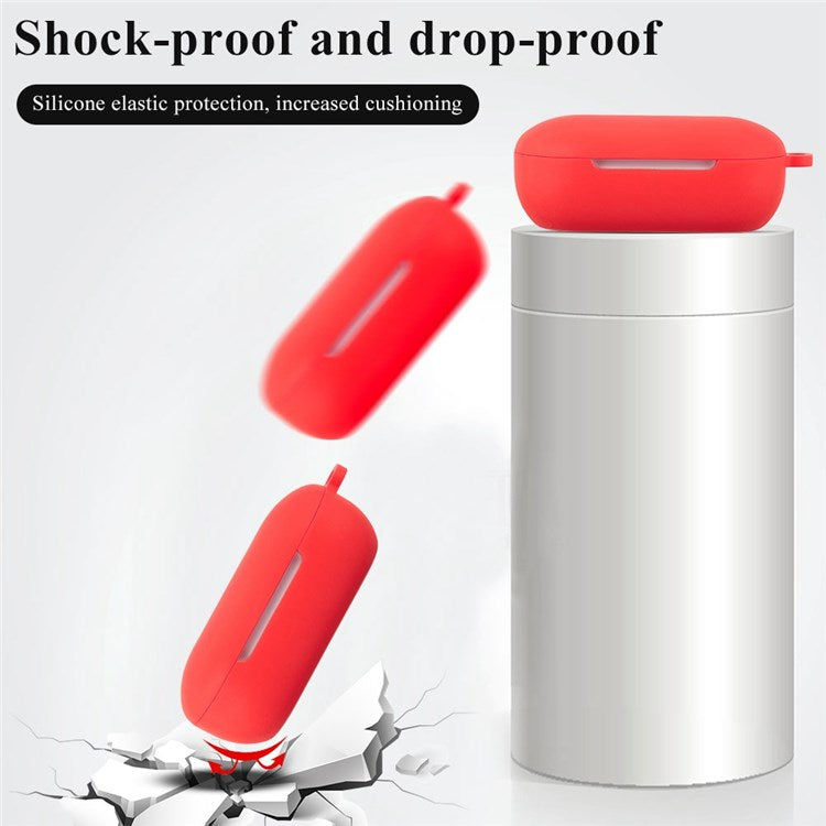 For OnePlus Buds Z Soft Silicone Anti-fingerprint Anti-drop Bluetooth Earphone Protective Case Cover with Buckle - Red