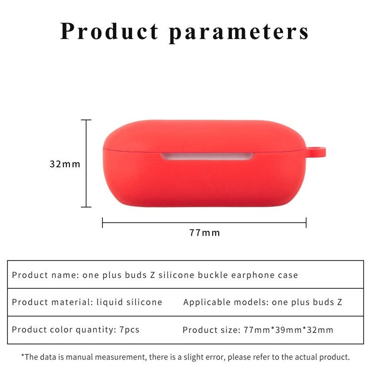 For OnePlus Buds Z Soft Silicone Anti-fingerprint Anti-drop Bluetooth Earphone Protective Case Cover with Buckle - Red