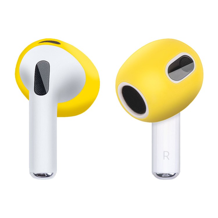 1 Pair Silicone Earphone Ear Caps for Apple AirPods 3, Bluetooth Earbuds Ear Tips Protective Covers - Yellow