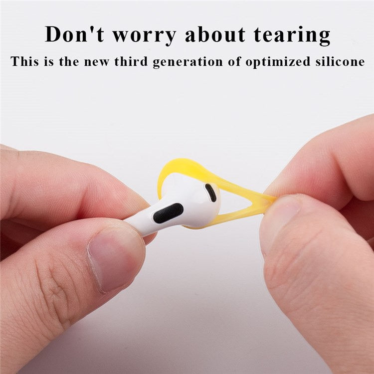 1 Pair Silicone Earphone Ear Caps for Apple AirPods 3, Bluetooth Earbuds Ear Tips Protective Covers - Yellow