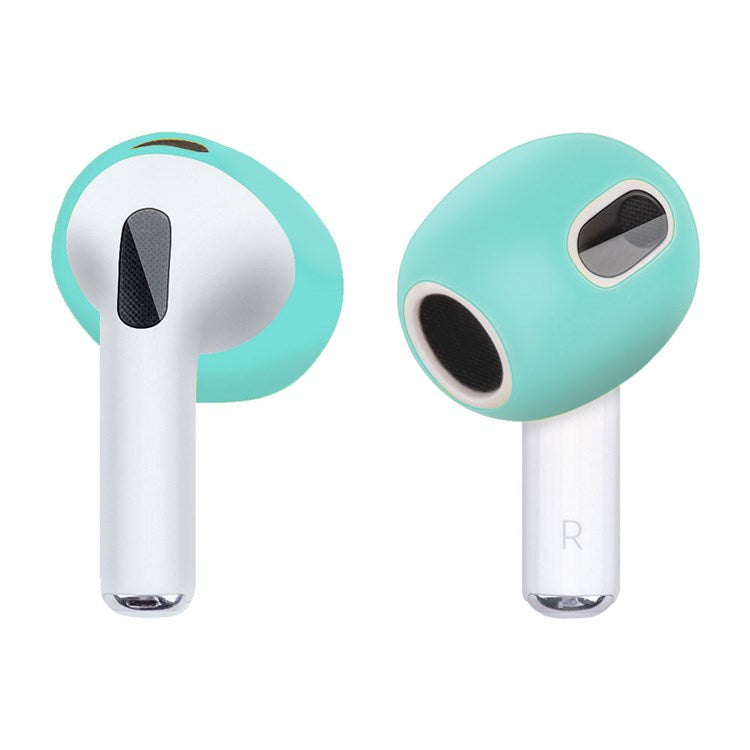 1 Pair Silicone Earphone Ear Caps for Apple AirPods 3, Bluetooth Earbuds Ear Tips Protective Covers - Mint Green