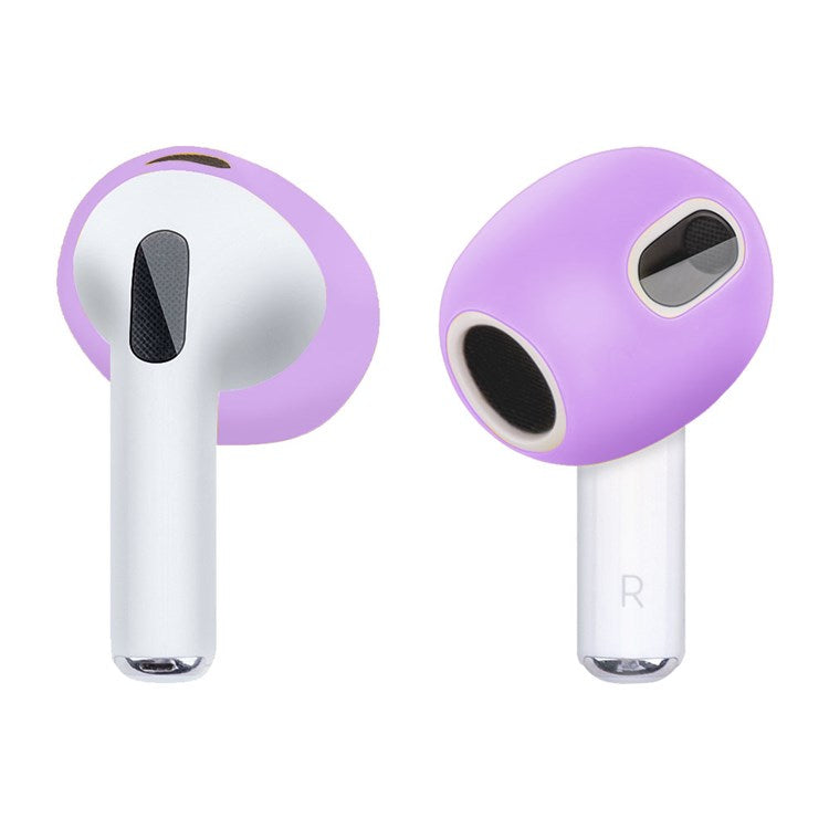 1 Pair Silicone Earphone Ear Caps for Apple AirPods 3, Bluetooth Earbuds Ear Tips Protective Covers - Light Purple