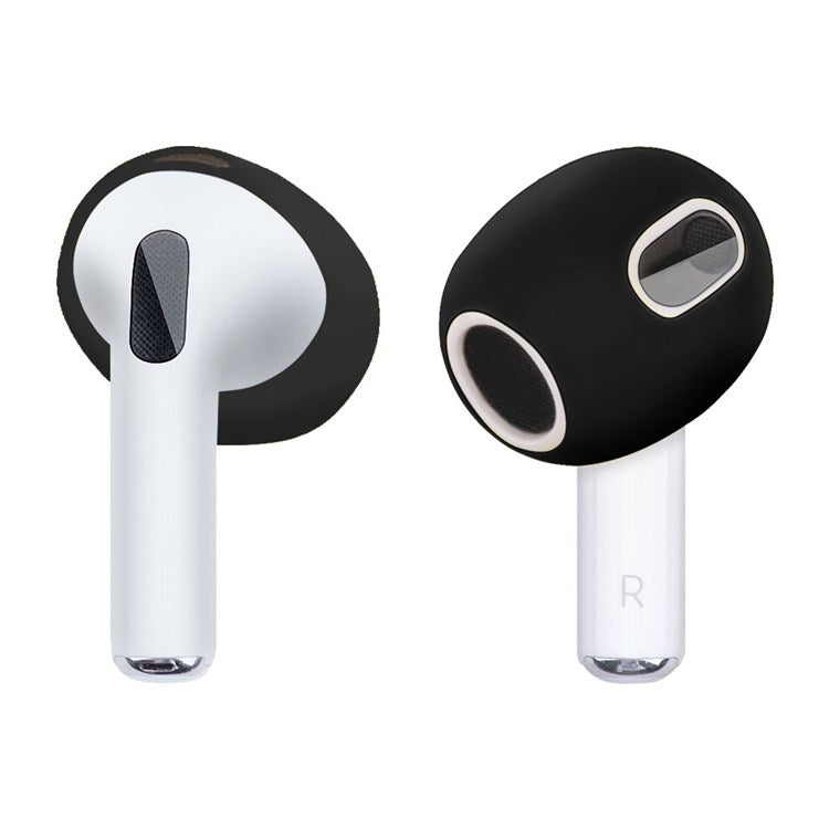 1 Pair Silicone Earphone Ear Caps for Apple AirPods 3, Bluetooth Earbuds Ear Tips Protective Covers - Black