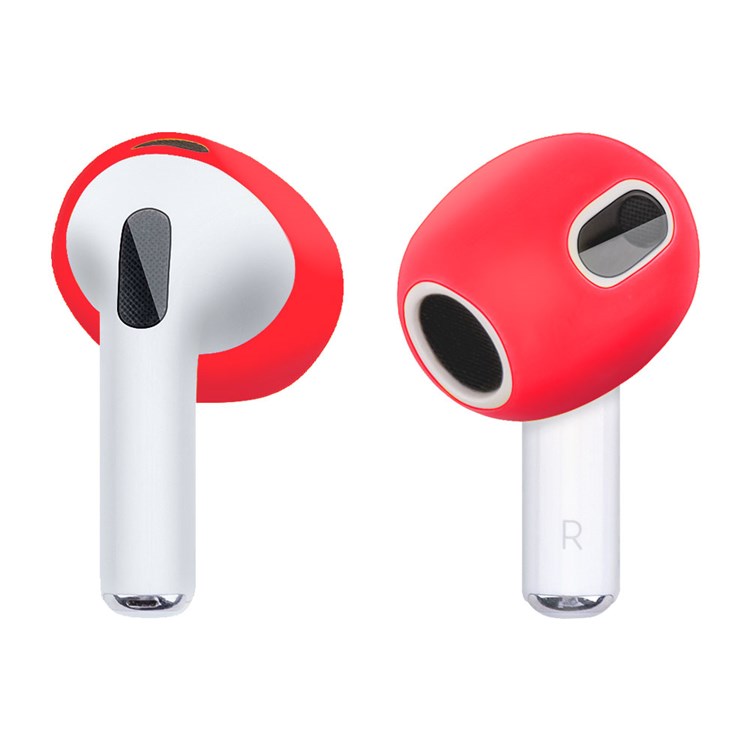 1 Pair Silicone Earphone Ear Caps for Apple AirPods 3, Bluetooth Earbuds Ear Tips Protective Covers - Red