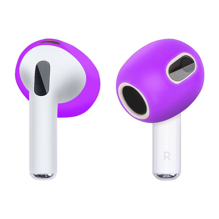 1 Pair Silicone Earphone Ear Caps for Apple AirPods 3, Bluetooth Earbuds Ear Tips Protective Covers - Dark Purple