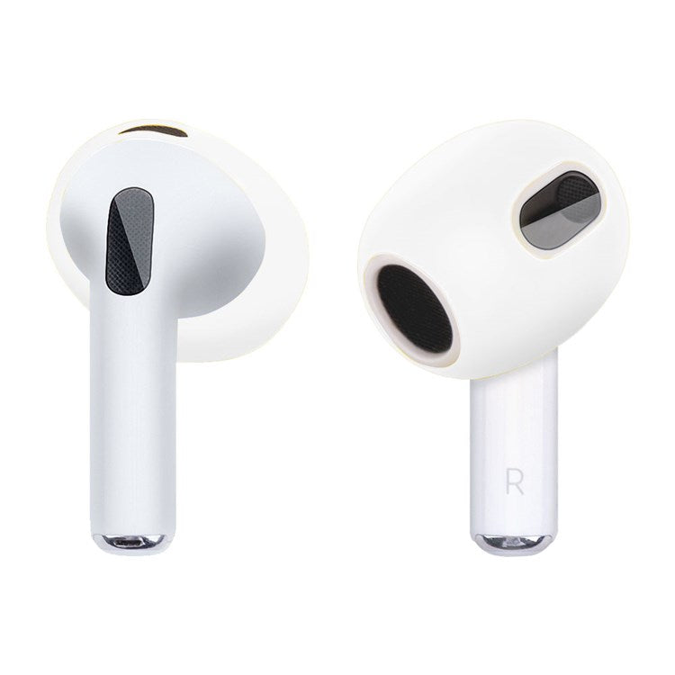 1 Pair Silicone Earphone Ear Caps for Apple AirPods 3, Bluetooth Earbuds Ear Tips Protective Covers - Transparent White