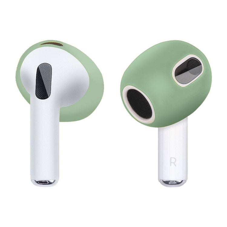 1 Pair Silicone Earphone Ear Caps for Apple AirPods 3, Bluetooth Earbuds Ear Tips Protective Covers - Blackish Green