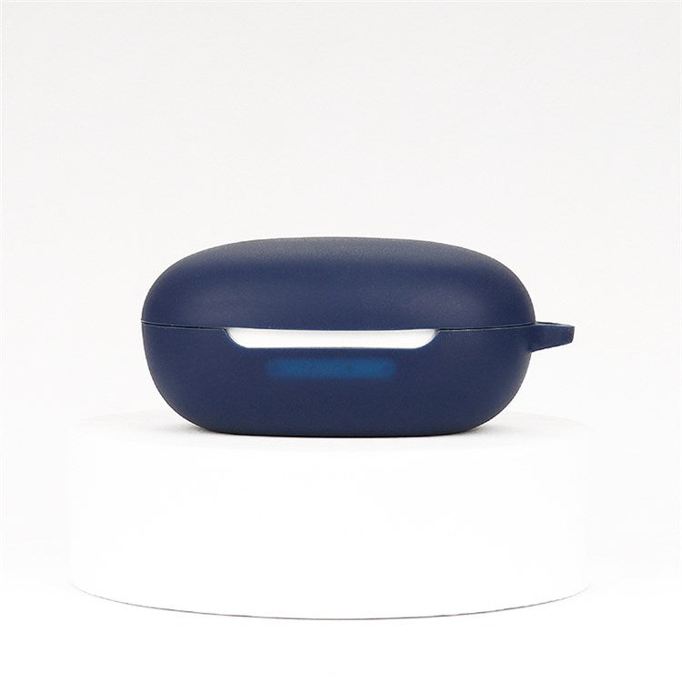 For JBL FREE II Bluetooth Wireless Earphone Silicone Case Drop-proof Charging Box Cover Protector with Anti-loss Hook - Dark Blue