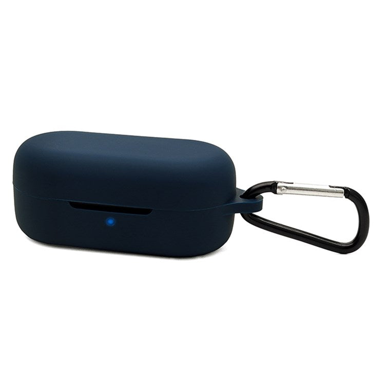 For TOZO T12 Bluetooth Earphone Silicone Case Anti-scratch Charging Box Protective Cover with Anti-loss Buckle - Midnight Blue