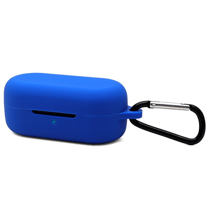 For TOZO T12 Bluetooth Earphone Silicone Case Anti-scratch Charging Box Protective Cover with Anti-loss Buckle - Blue