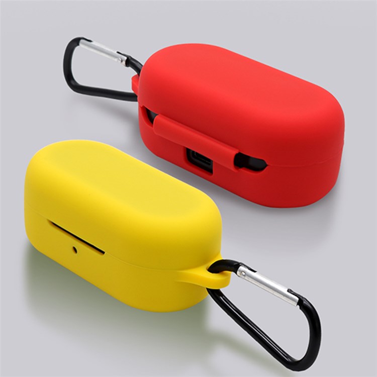 For TOZO T12 Bluetooth Earphone Silicone Case Anti-scratch Charging Box Protective Cover with Anti-loss Buckle - Yellow