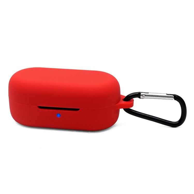 For TOZO T12 Bluetooth Earphone Silicone Case Anti-scratch Charging Box Protective Cover with Anti-loss Buckle - Red