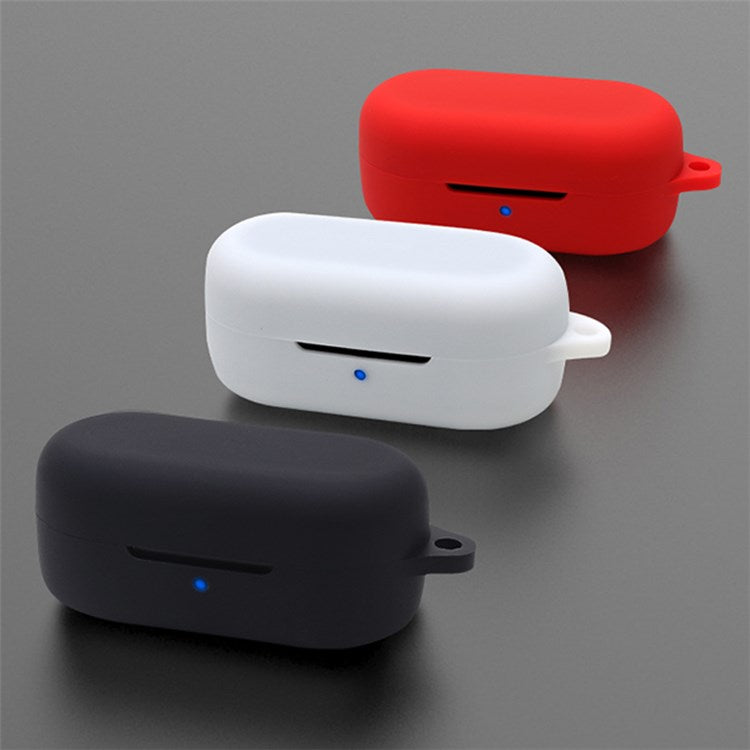 For TOZO T12 Bluetooth Earphone Silicone Case Anti-scratch Charging Box Protective Cover with Anti-loss Buckle - Red