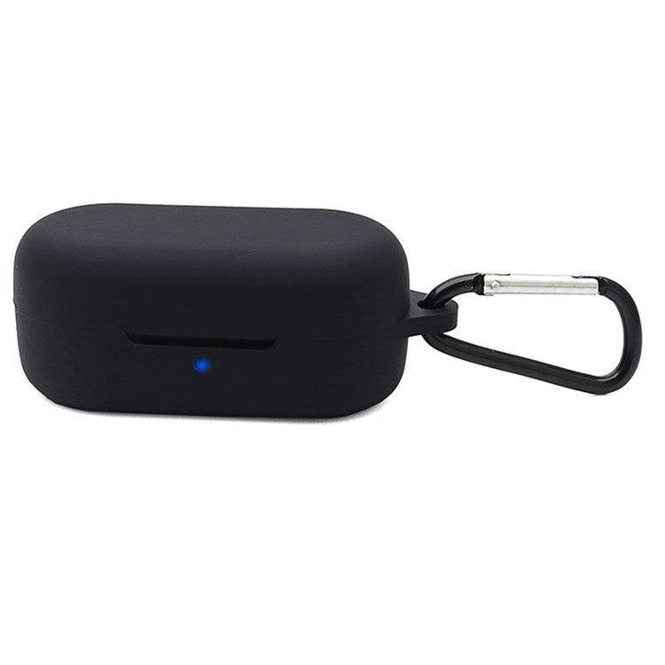 For TOZO T12 Bluetooth Earphone Silicone Case Anti-scratch Charging Box Protective Cover with Anti-loss Buckle - Black