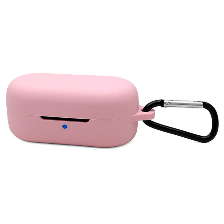 For TOZO T12 Bluetooth Earphone Silicone Case Anti-scratch Charging Box Protective Cover with Anti-loss Buckle - Pink