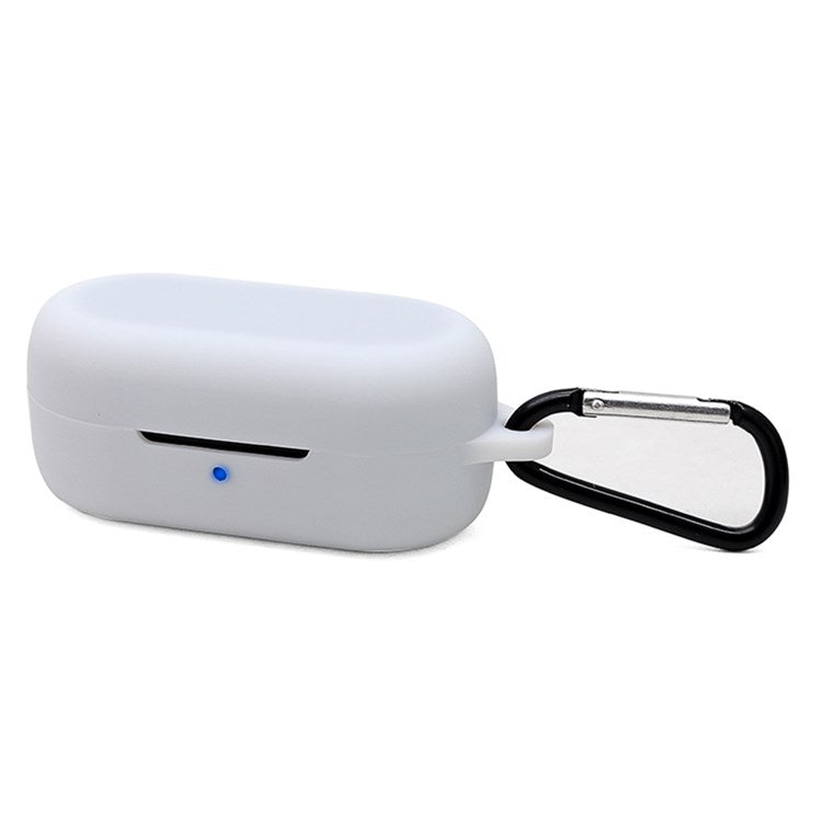 For TOZO T12 Bluetooth Earphone Silicone Case Anti-scratch Charging Box Protective Cover with Anti-loss Buckle - White