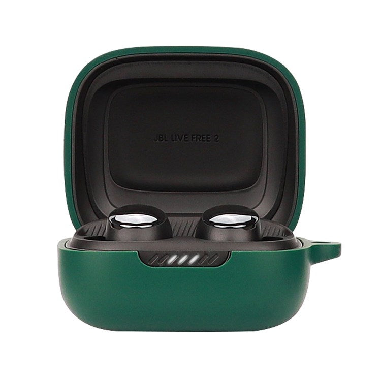 For JBL Live Free 2 TWS Earphone Soft Silicone Drop-proof Anti-scratch Earbuds Case Protective Cover with Buckle - Green