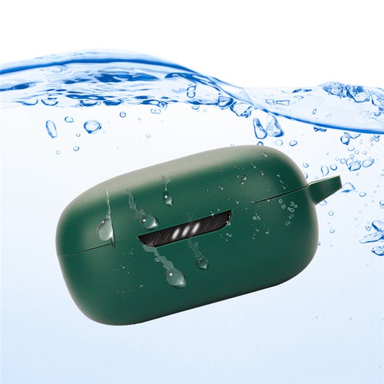 For JBL Live Free 2 TWS Earphone Soft Silicone Drop-proof Anti-scratch Earbuds Case Protective Cover with Buckle - Green