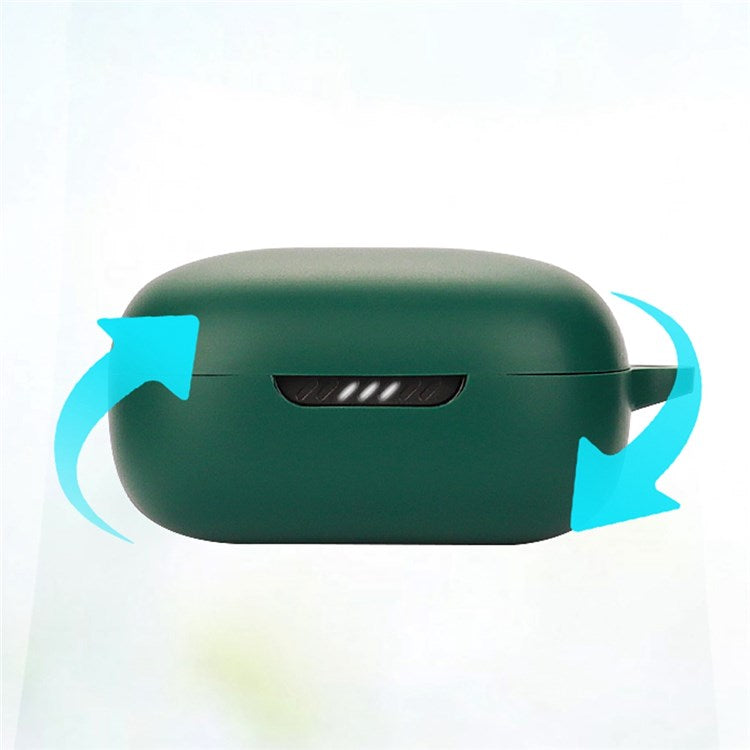 For JBL Live Free 2 TWS Earphone Soft Silicone Drop-proof Anti-scratch Earbuds Case Protective Cover with Buckle - Green