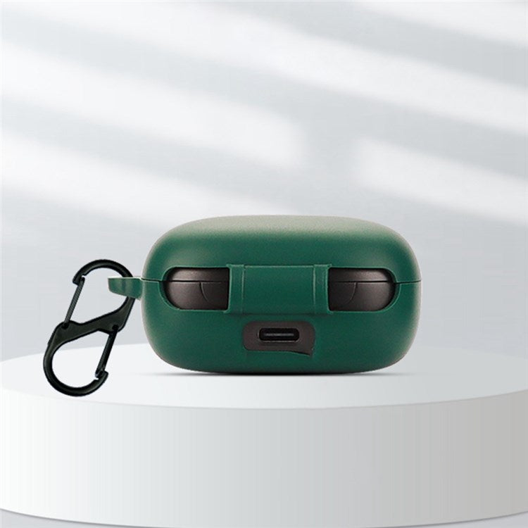 For JBL Live Free 2 TWS Earphone Soft Silicone Drop-proof Anti-scratch Earbuds Case Protective Cover with Buckle - Green