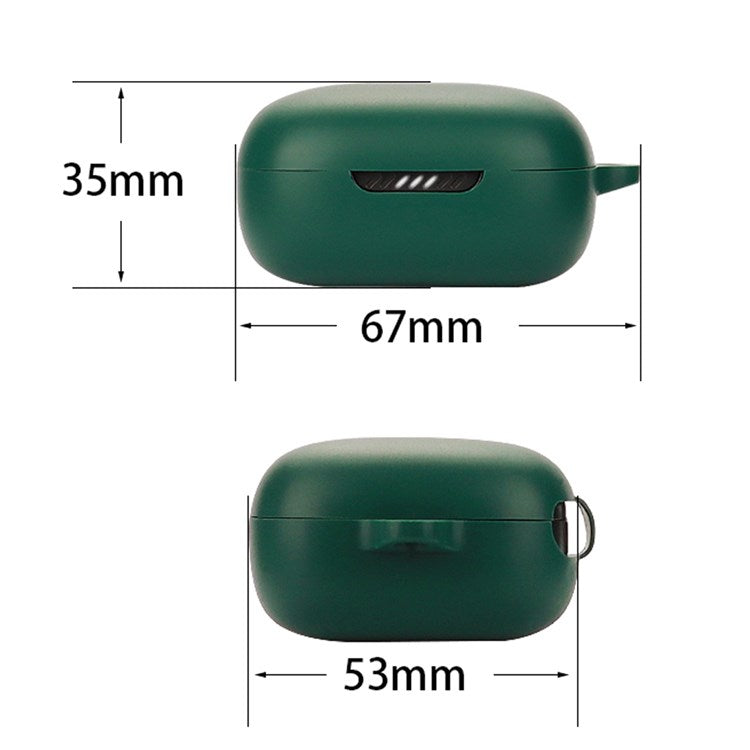 For JBL Live Free 2 TWS Earphone Soft Silicone Drop-proof Anti-scratch Earbuds Case Protective Cover with Buckle - Green