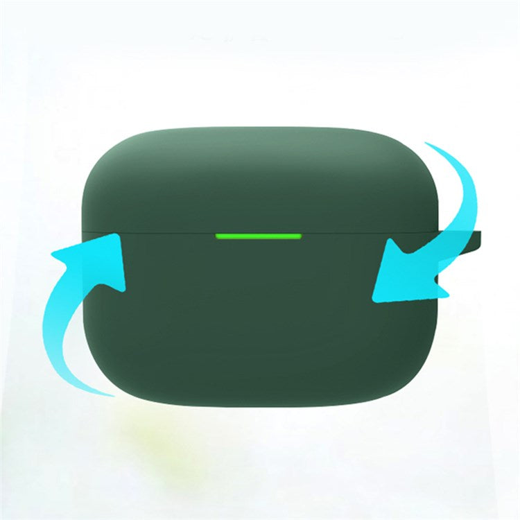 For Sony LinkBuds S Silicone Earbuds Protective Case Earphone Pouch Protective Skin Sleeve with Carabiner - Blackish Green